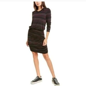 Veronica Beard Marcy Stripe Long Sleeve Dress Lurex Ruched Small